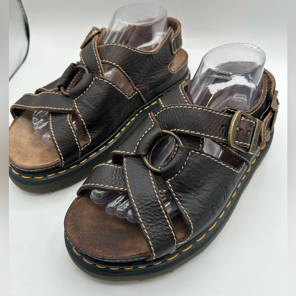 MIE Vintage Dr Martens Sandals Chunky Fisherman Platform Brown 90s Y2K 9067 RARE - Picture 6 of 14
